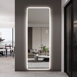 LED Full Length Mirror With Lights, Wall Mounted Full Body Mirror, Dimmable 3 Color Lighting, Anti Fog, Shatter Proof, Memory Function - Clear
