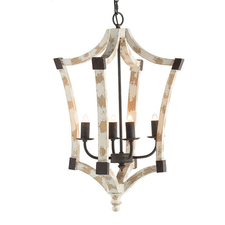 4 Light Chandelier, Hanging Light Fixture With Adjustable Chain For Kitchen, Bulb Not Included - Cream
