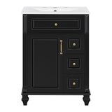 Freestanding Bathroom Vanity With Sink, 3 Drawers & Flip-Out Drawer