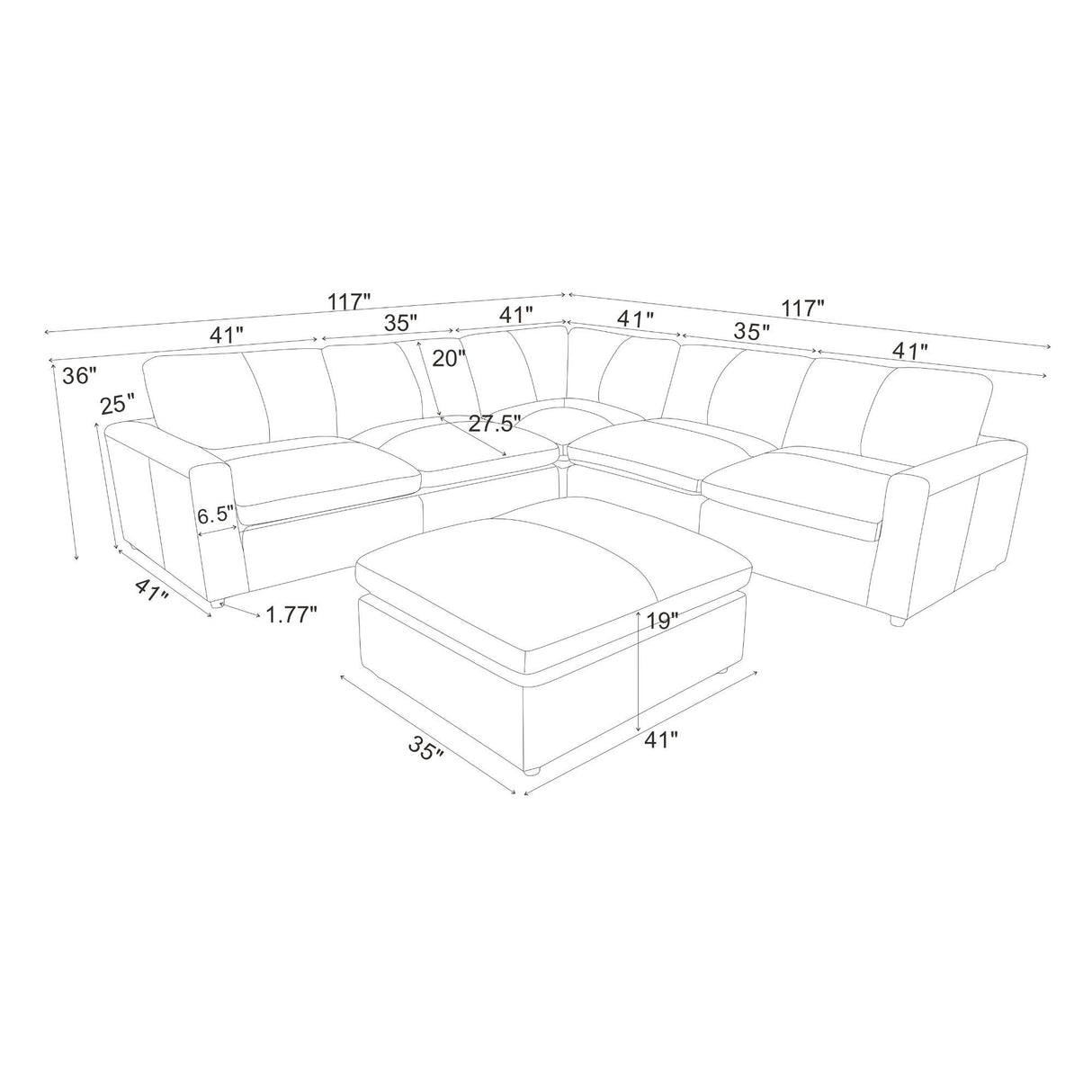 Upholstered Large Seating Modular Sectional