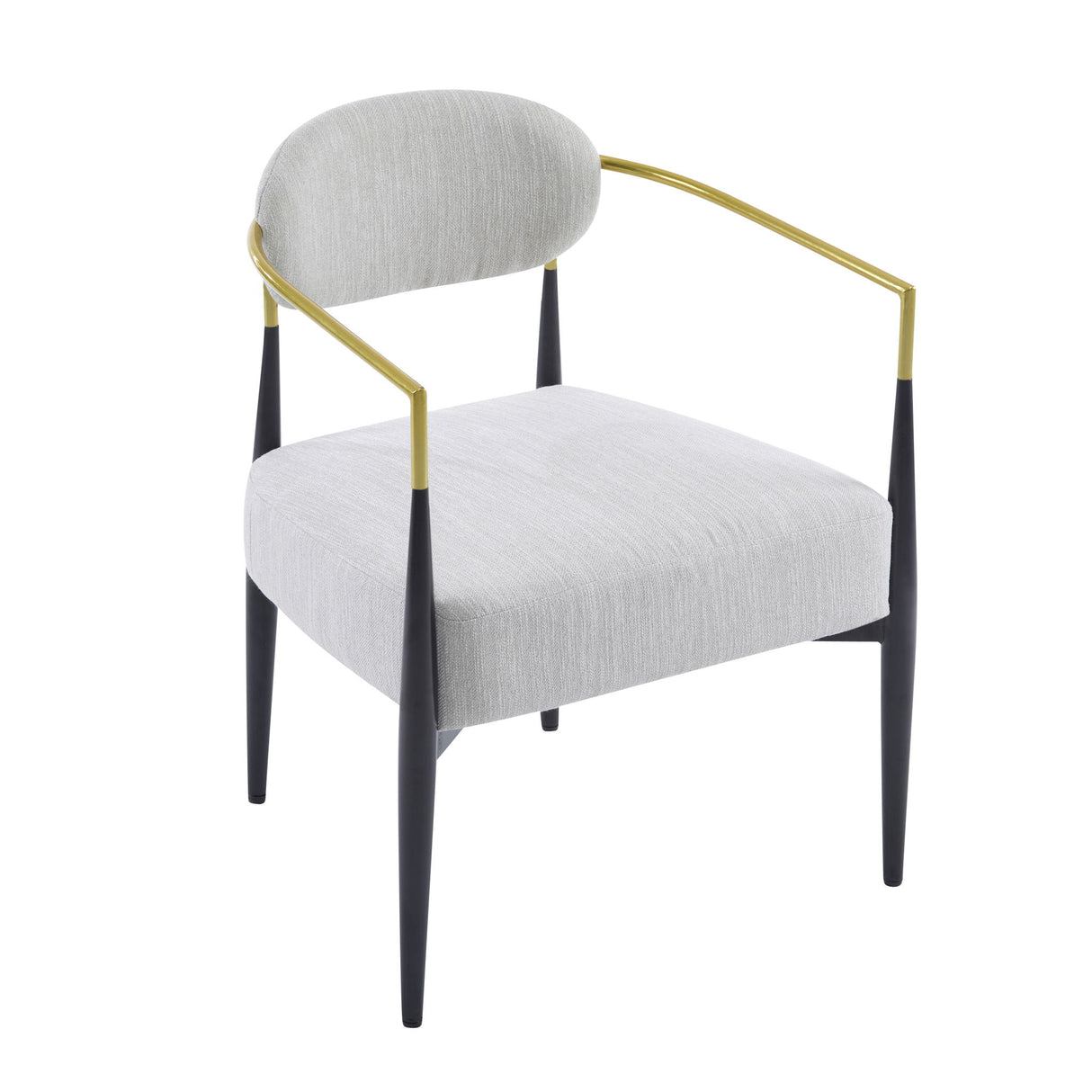 Upholstered Accent Armchair With Tapered Legs - Beige / Black / Gold