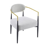 Upholstered Accent Armchair With Tapered Legs - Beige / Black / Gold