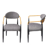 Modern Upholstered Dining Chair With Accented Armrests (Set of 2)
