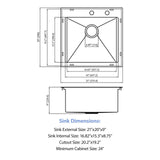 21" Drop In Kitchen Sink With Pull Out Faucet And Sink Cover, 16 Gauge - Brushed Nickel
