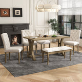 Dining Table Set With 4 Upholstered Chairs And Bench