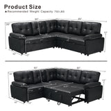 Convertible Sectional Sofa Bed With Pull Out Sleeper And Storage