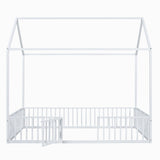 Metal House Bed With Fence And Door