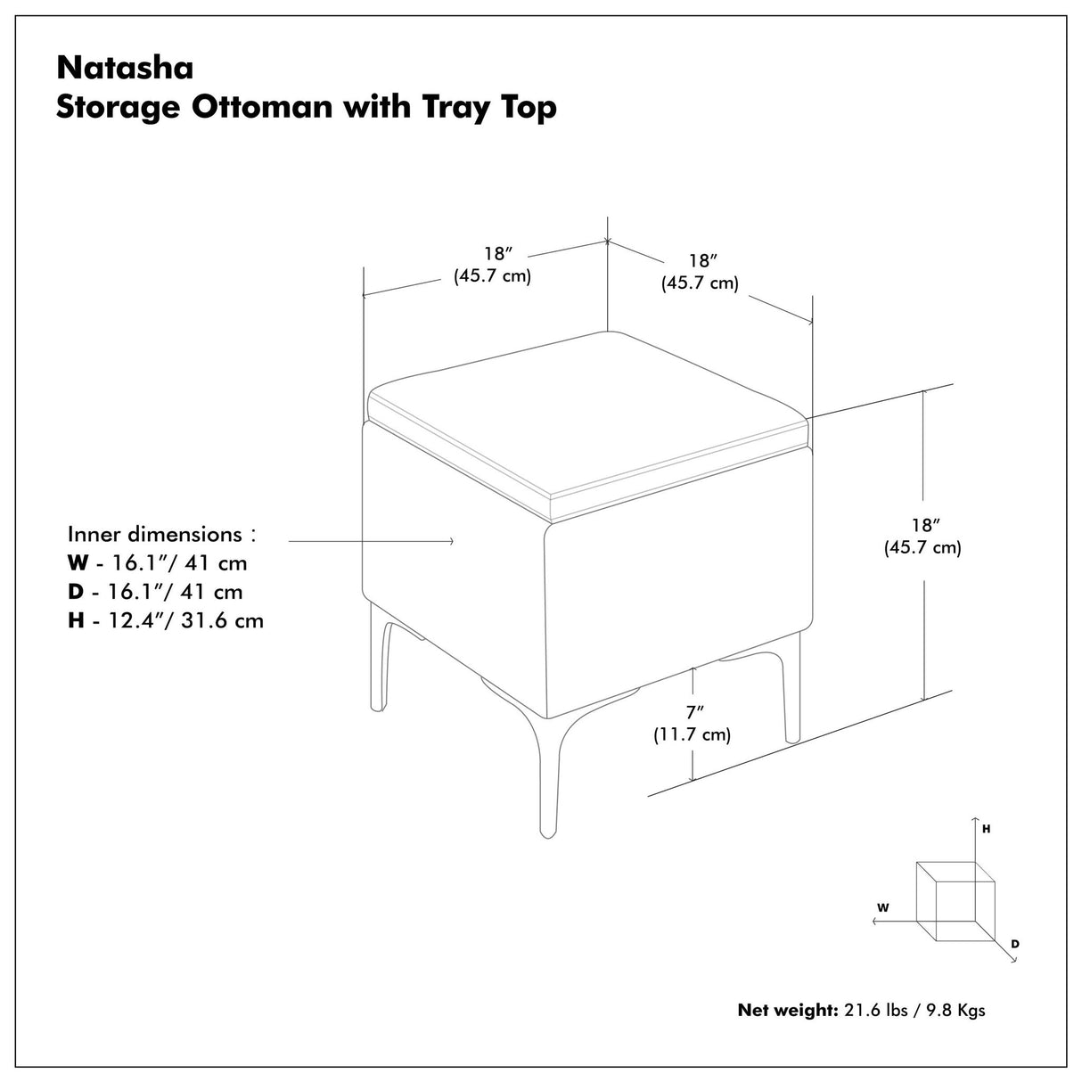 Natasha - Multifunctional Storage Ottoman With Tray