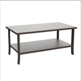 Rectangular Outdoor Coffee Table, 2 Tier All Weather Patio Table - Brown