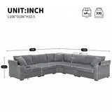 Convertible L Shaped Sectional Corner Couch With Armrest Storage Cup Holders USB Charger, Irregular Corner Oversized Comfy Modular Sofa