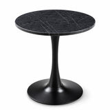 Round Dining Table With Faux Marble Top And Metal Pedestal +, 23.6" Diameter For Kitchen, Living Room, Small Spaces