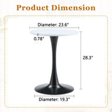Round Dining Table With Thickened Engineered Wood Top And Metal Pedestal, 23.6" Diameter For Kitchen, Living Room, Small Spaces