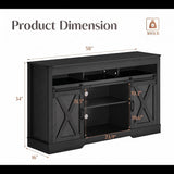 Farmhouse TV Stand With Sliding Barn Doors & Adjustable Storage