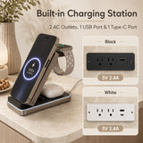 Nightstand With Charging Station And 2 Storage Drawers