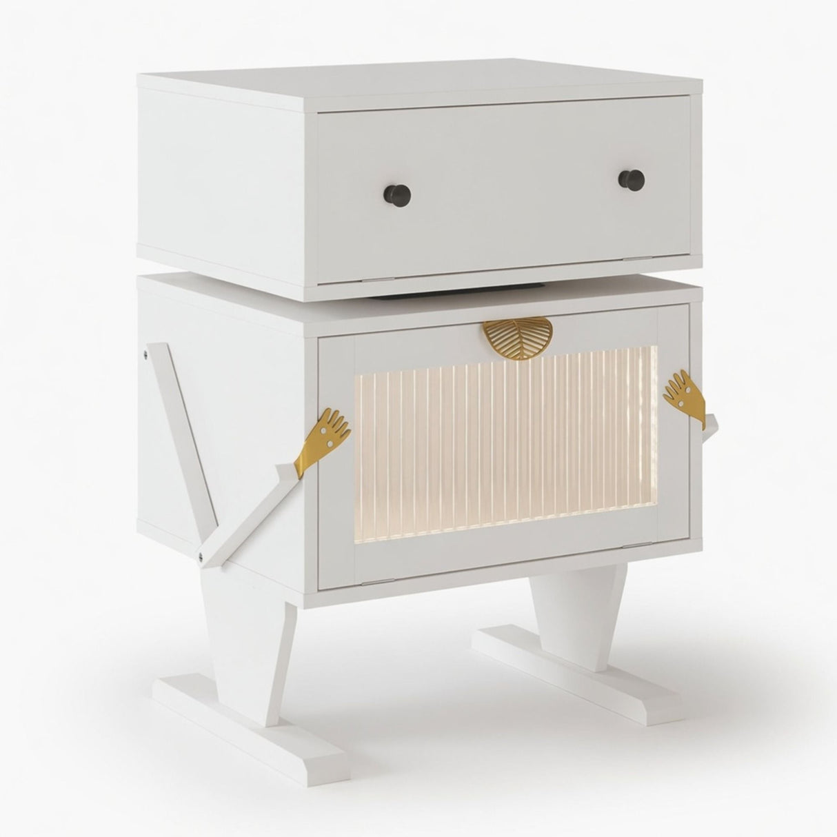 Robot LED Nightstand With 360° Rotating Drawer