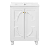 Bathroom Vanity With Ornate Elliptical Motif, Soft Close Hinges