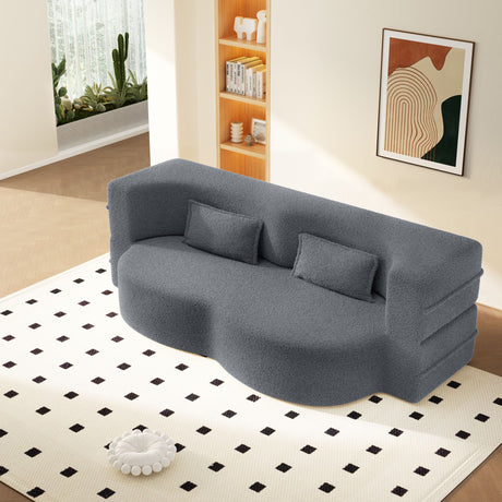 Modern Floor Sofa With 2 Pillows, Twin Size For Living Room