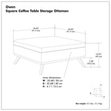 Owen - Square Coffee Table Storage Ottoman - Distressed Black