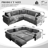 L-Shaped Sofa Couch With Pull-Out Bed