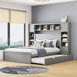 Bed With All In One Cabinet, Shelf And Sockets, Twin Long Trundle