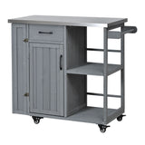 Outdoor Kitchen Island Prep Station With Lockable Wheels, Ample Storage, Towel & Spice Racks