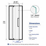 Semi-Frameless Pivot Hinged Shower Door, Reversible Design