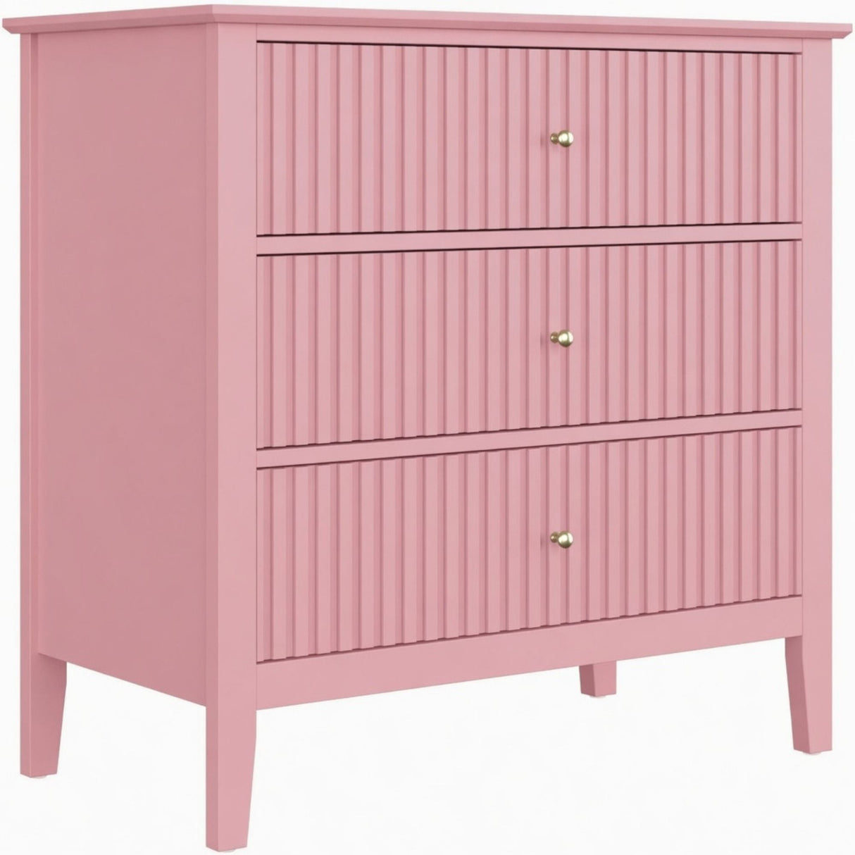 Fluted 3 Drawer Nightstand With Soft Close Slides