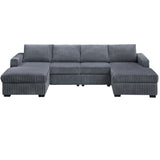 U-Shaped Sectional Set With Cushion Back Armless Chairs Right And Left Arm Chaise