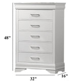 Chest, 5 Drawer Storage Furniture - White