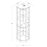 6 Shelf Lighted Corner Curio Cabinet With Adjustable Tempered Glass Shelves And Mirror Back (E26 Light Bulb Not Included)