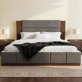Modern Upholstered Platform Bed With Extended Headboard