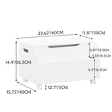 Toy Box With 4 Universal Wheels, Kids Playroom Storage Organizer With Front Bookshelf, Flip Top Lid, Safety Hinge - White