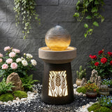 Outdoor Water Fountain, Warm LED Light - Brown