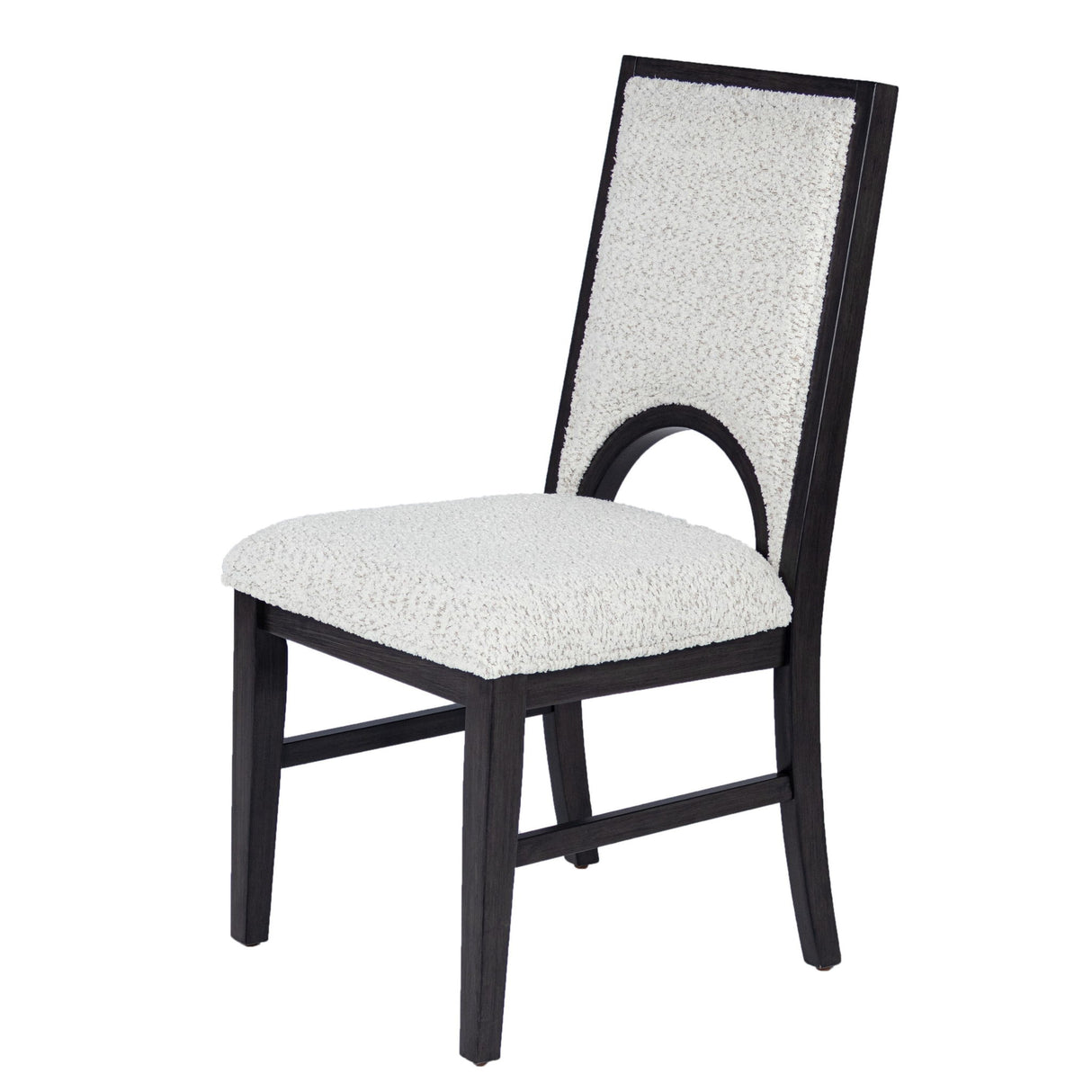 Upholstered Dining Chairs With Arched Cutout Backrest (Set of 2) - Black / White