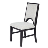 Upholstered Dining Chairs With Arched Cutout Backrest (Set of 2) - Black / White