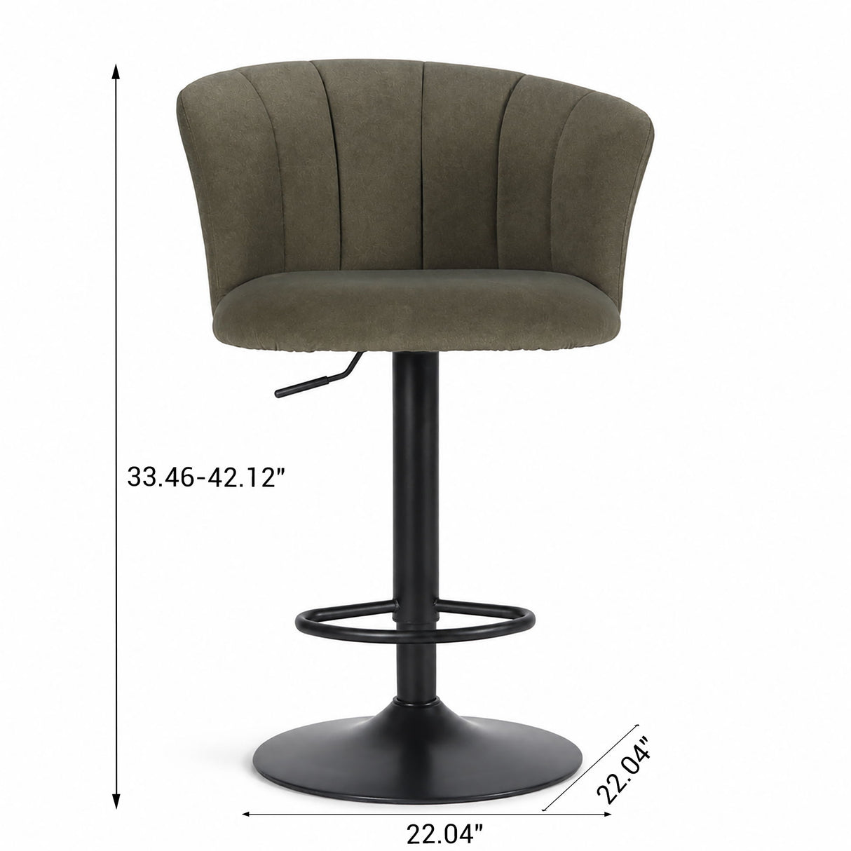 Swivel Bar Stool With Curved Upholstered Backrest And Footrest - Green