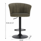 Swivel Bar Stool With Curved Upholstered Backrest And Footrest - Green