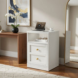 Nightstand With Door & Shelf, 2 Drawer Side Table