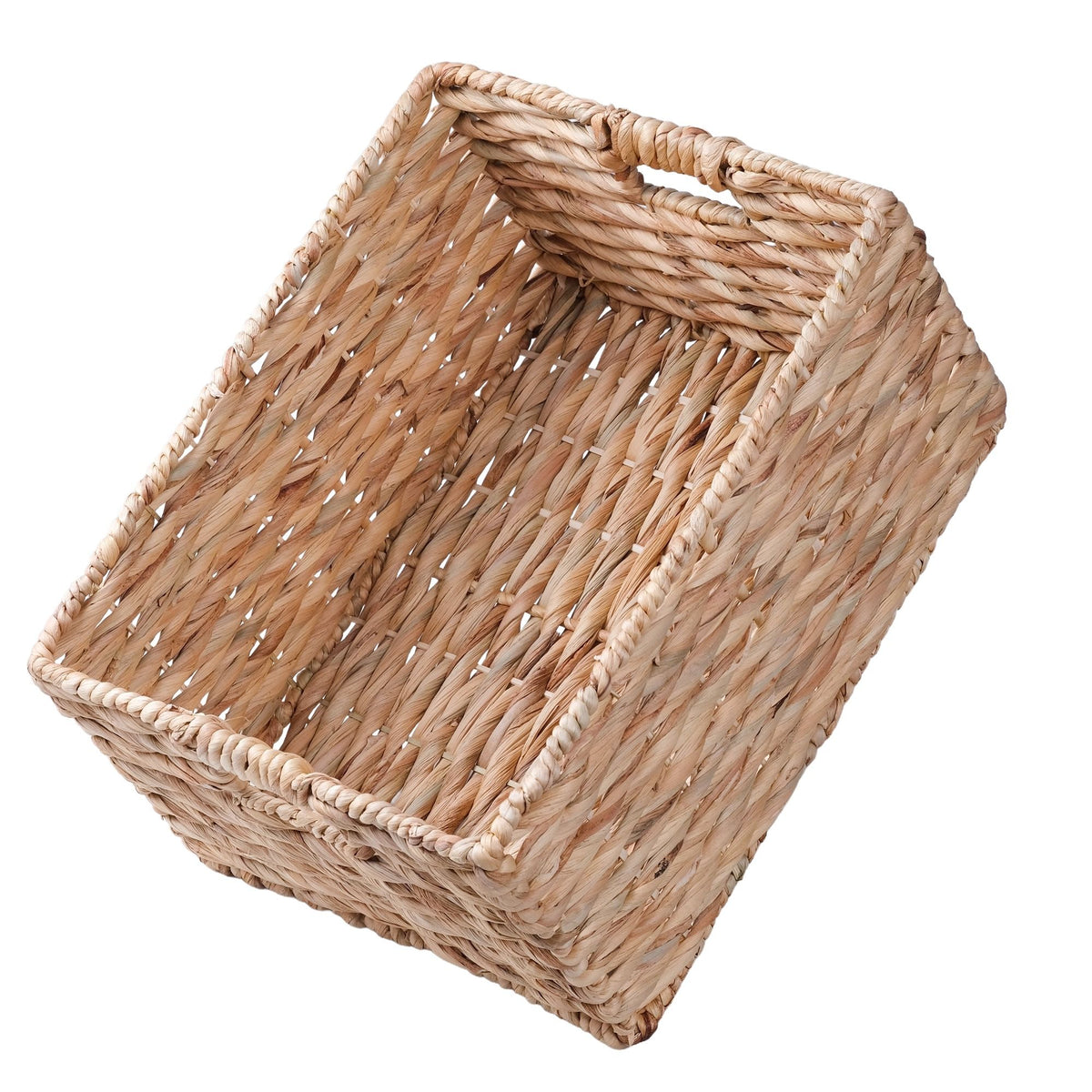 Storage Basket, Handwoven Twisted Weave Basket With Handles Shelf Organizer, Towel Storage, Living Room Storage - Light Brown