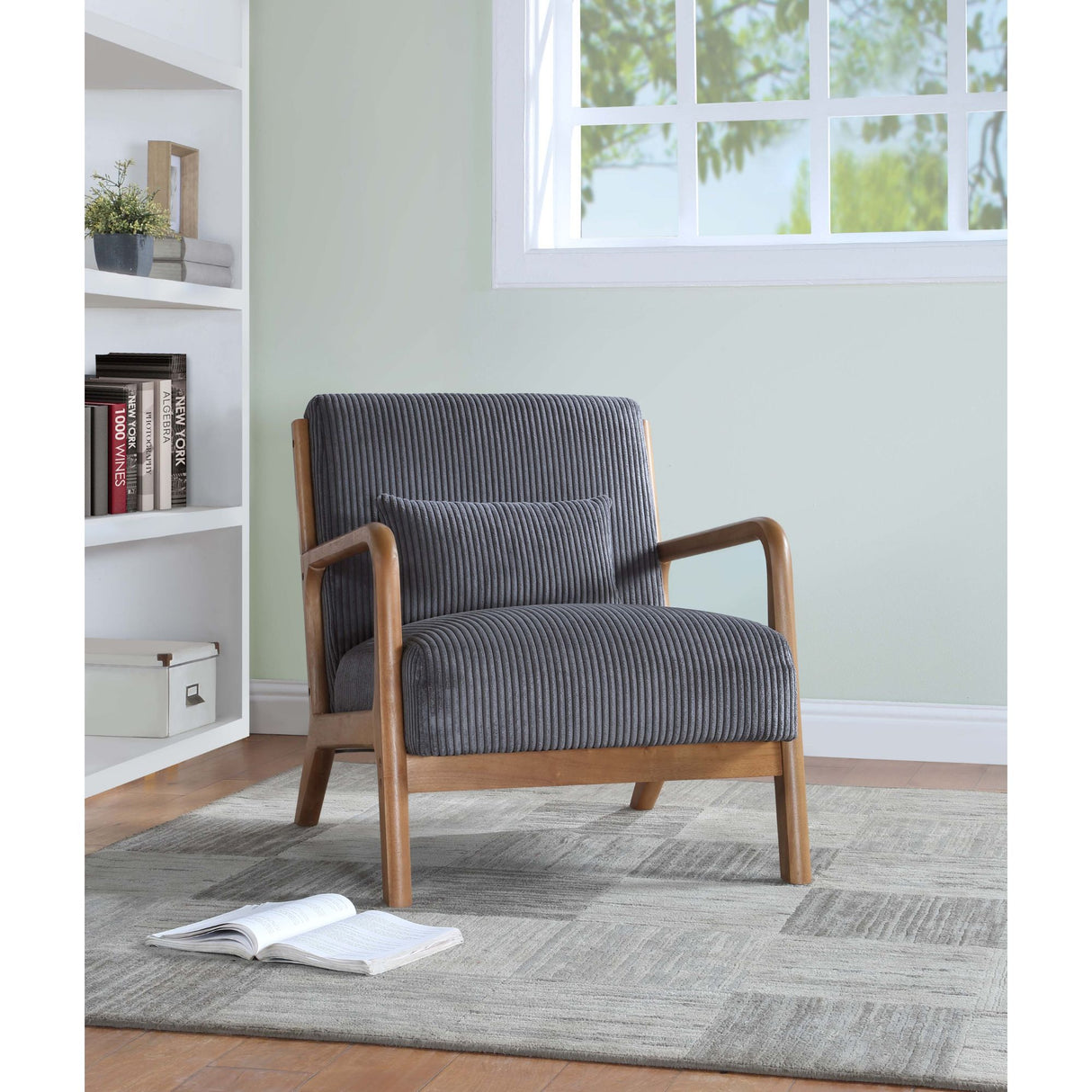 Upholstered Armchair With Back Support Pillow