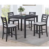 Dining Table Set With 4 Cross Back Chairs, Upholstered Cushions - Charcoal