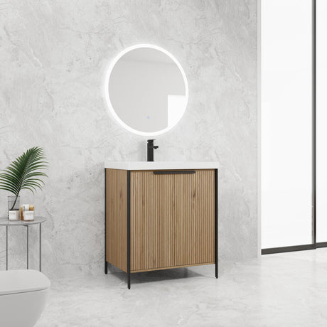 Modern Freestanding Bathroom Vanity With Resin Sink & Soft Close Cabinet Doors