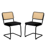 Rattan Side Accent Dining Chairs With Painted Legs (Set of 2)