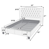 Modern Bed Frame With Tufted Upholstered Headboard