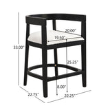 Modern Rubberwood Counter Stool Set With Upholstered Seats
