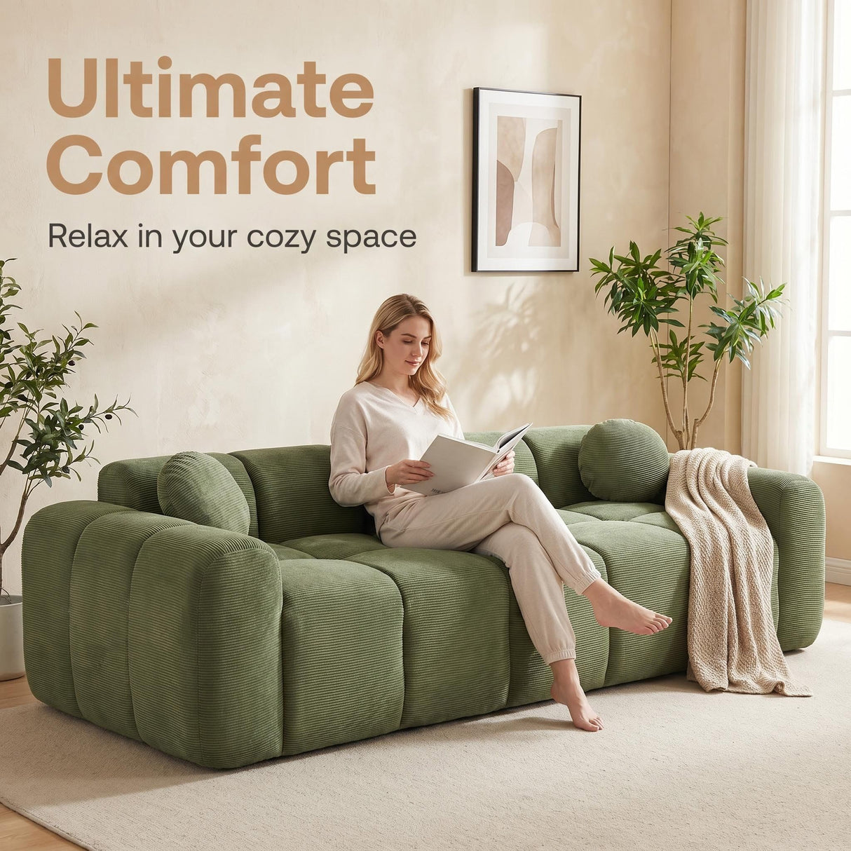 Extra Large Compression Sofa, Cloud Puff Couch For Living Room