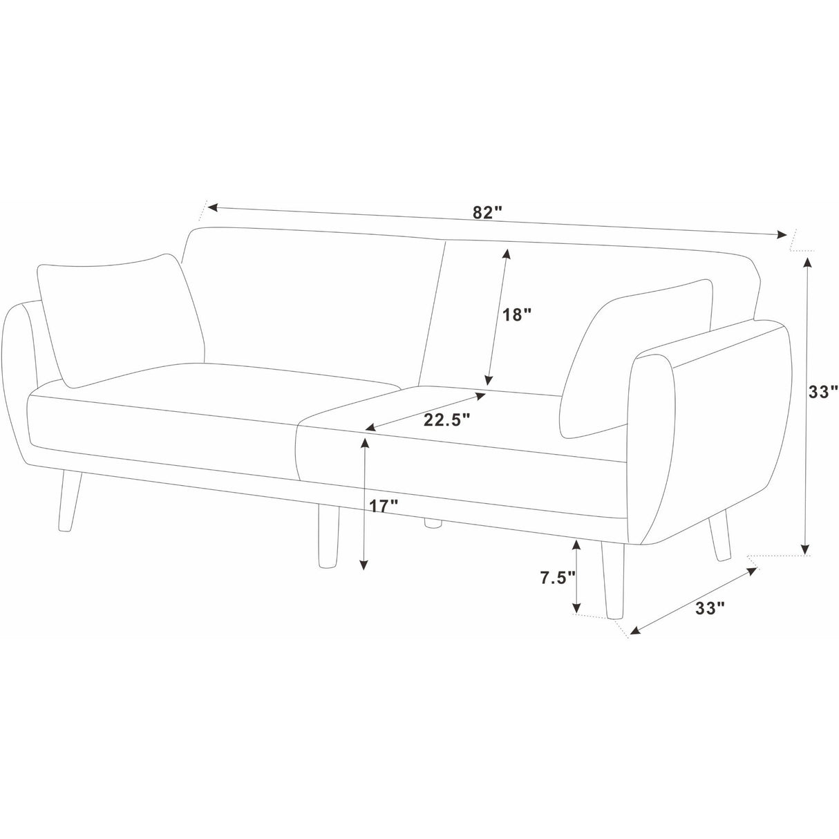 Futon Sofa Bed With Tall Legs