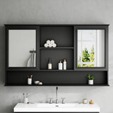 Wall Mounted Bathroom Medicine Cabinet With Double Mirrored Doors