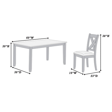 7 Piece Dining Room Furniture, Table And 6 Chairs Set - Gray