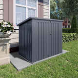 Outdoor Trash Can Storage Shed For 2 Bins Garbage - Gray